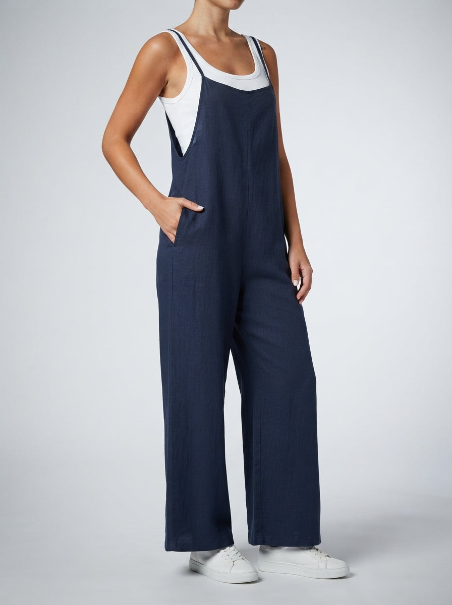 Vivienne Square Neck Wide Leg Jumpsuit in Navy