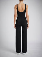 Beatrix Square Neck Wide Leg Jumpsuit with Pockets in Black