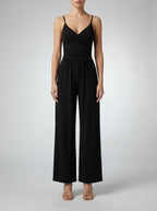 Amandine Wrap V-Neck Wide Leg Jumpsuit in Black