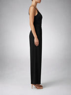 Amandine Wrap V-Neck Wide Leg Jumpsuit in Black