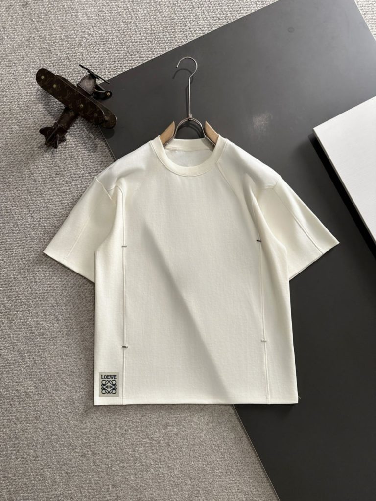 Seam Detail Patch T-Shirt in ecru