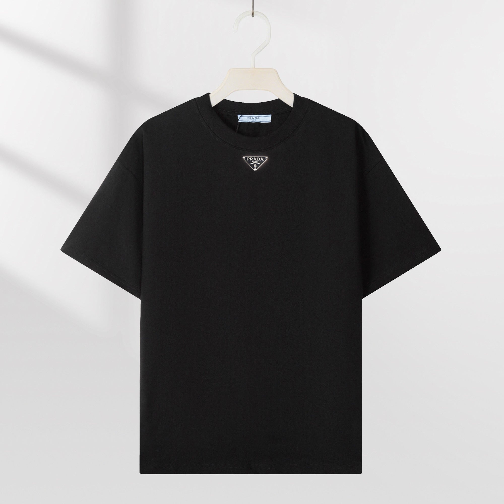 Daily T-Shirt – Black Short Sleeve Crew Neck Tee with Triangle Detail — product image