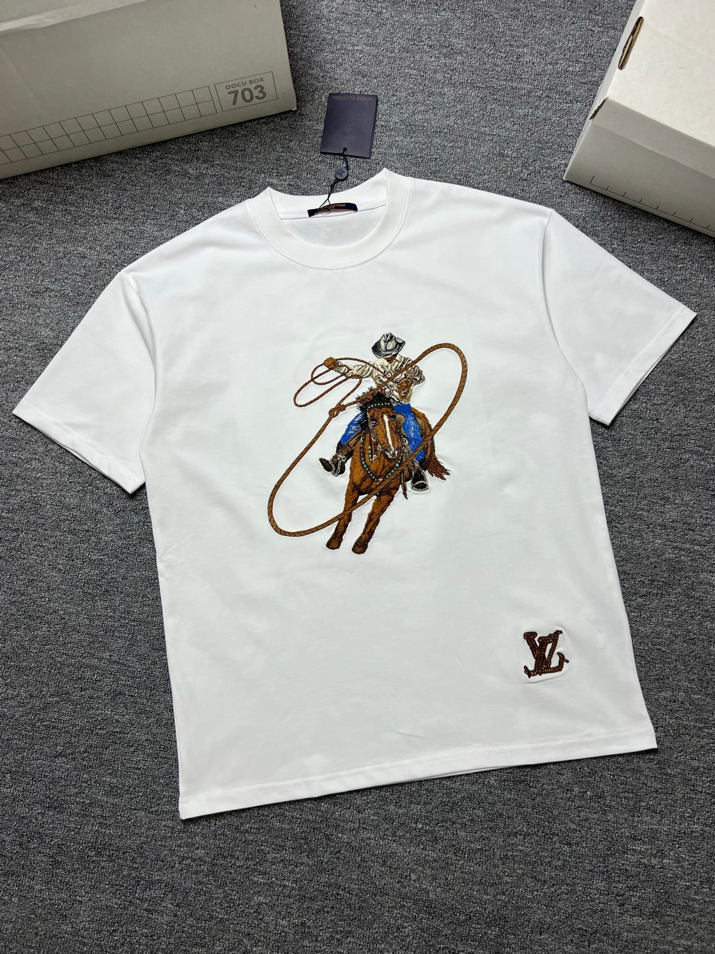 Rodeo T-Shirt – White Crew Neck Tee with Cowboy Graphic — product image