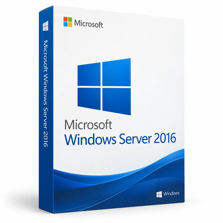 Microsoft Windows Server 2016 software box on white · Windows
