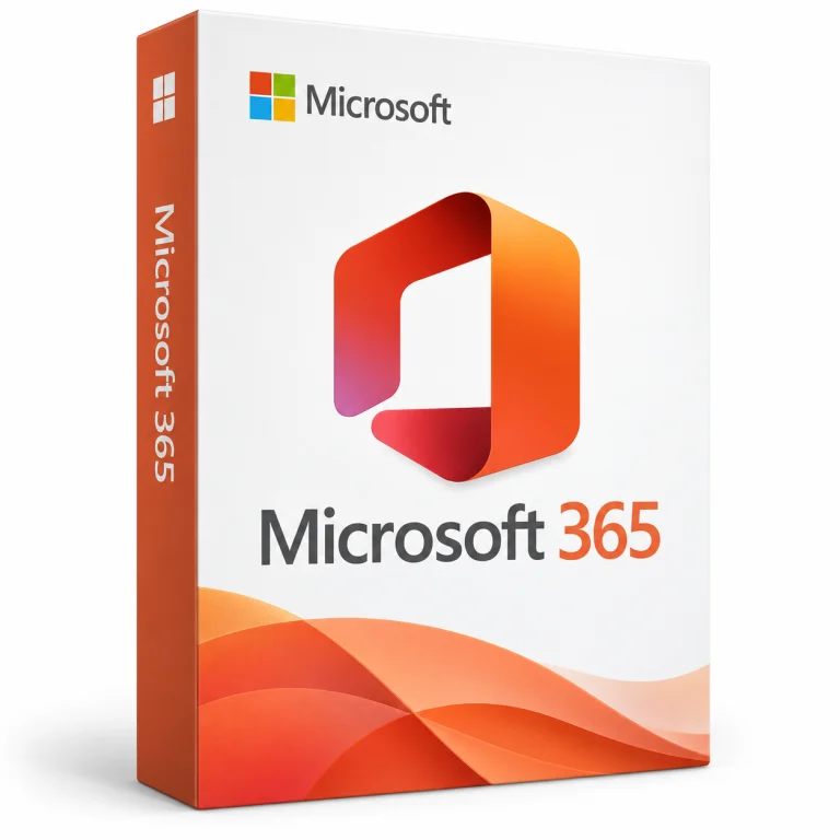 Microsoft 365 software box on white