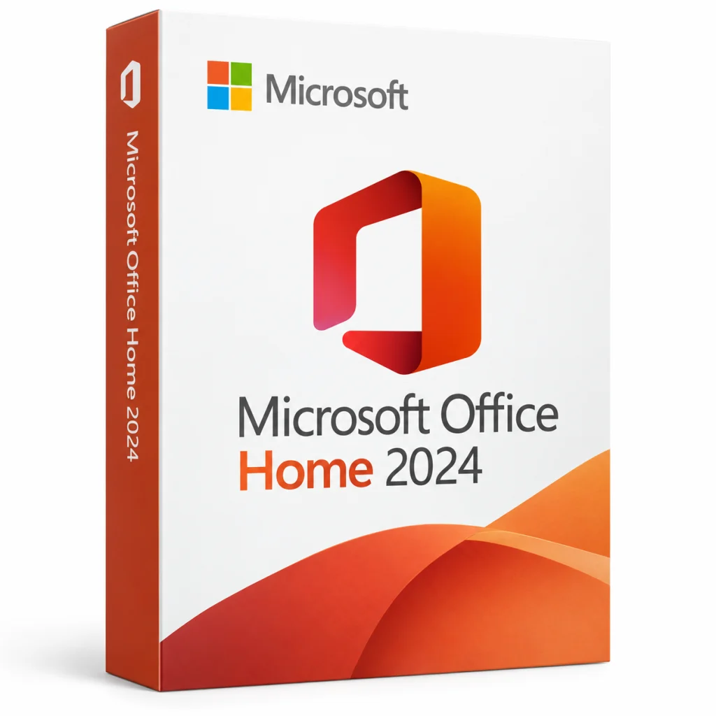 Microsoft Office Home 2024 software box on white