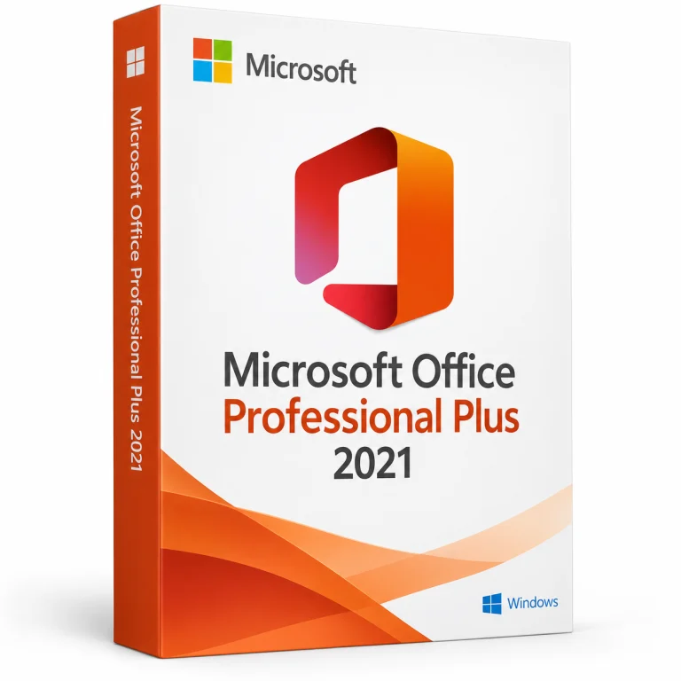 Microsoft Office Professional Plus 2021 software box on white · Windows