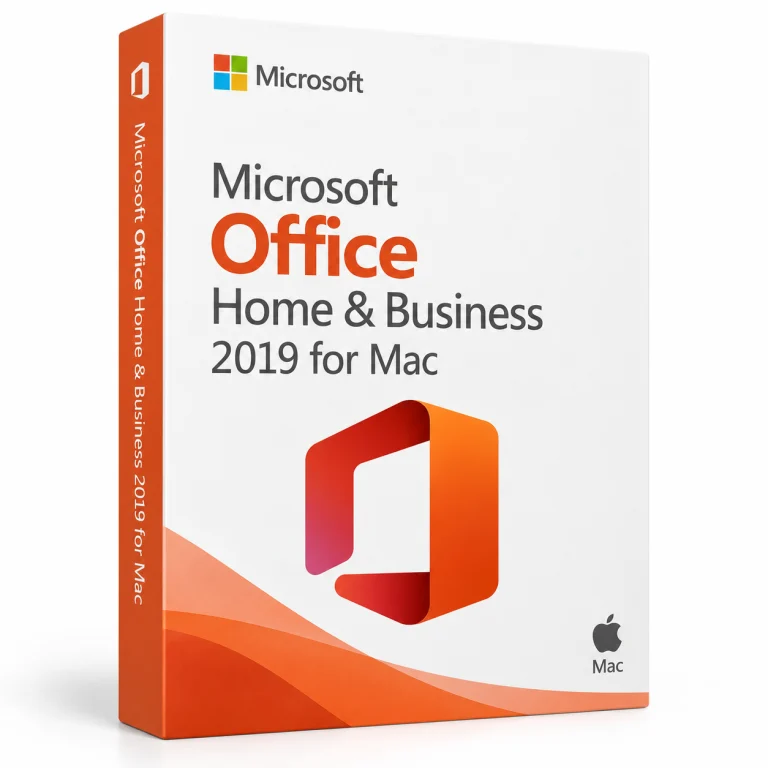 Microsoft Office Home & Business 2019 for Mac software box on white · Mac