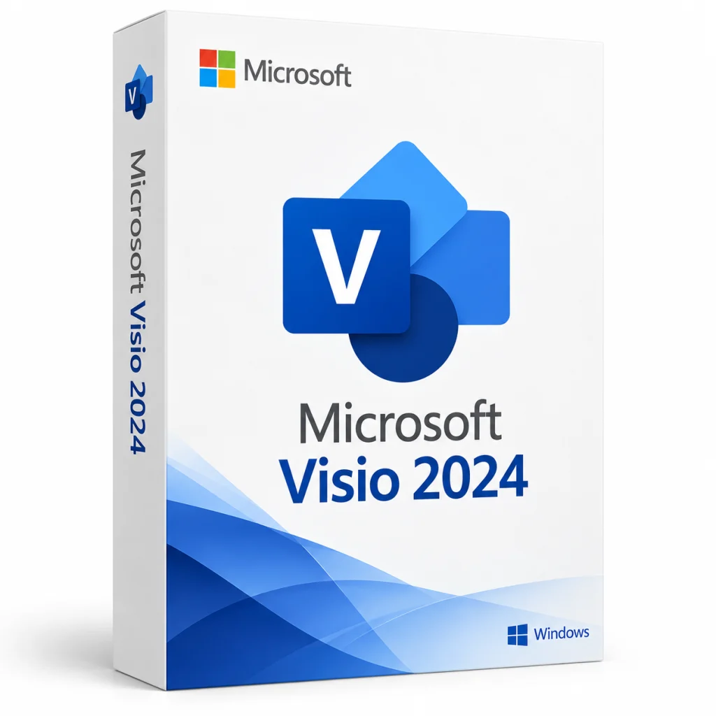 Microsoft Visio 2024 software box on white · Windows