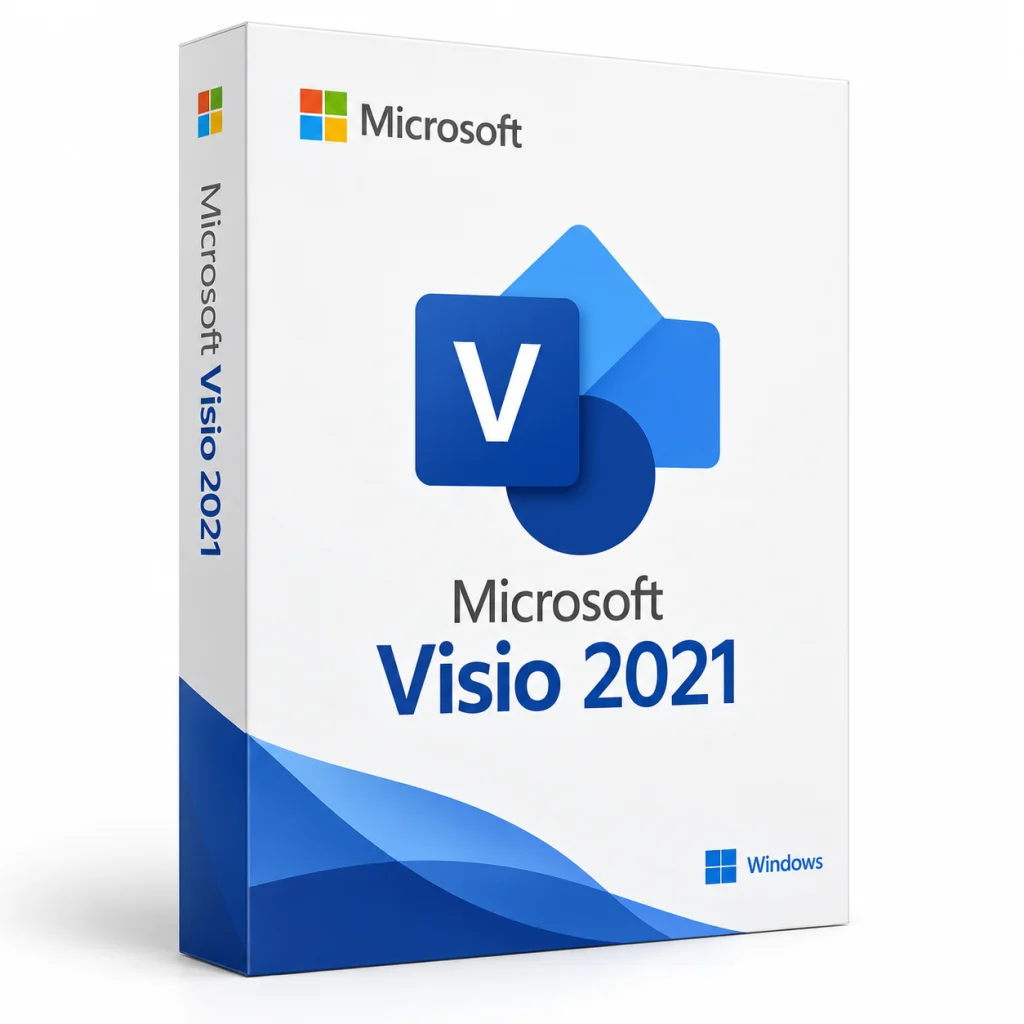 Microsoft Visio 2021 software box on white · Windows