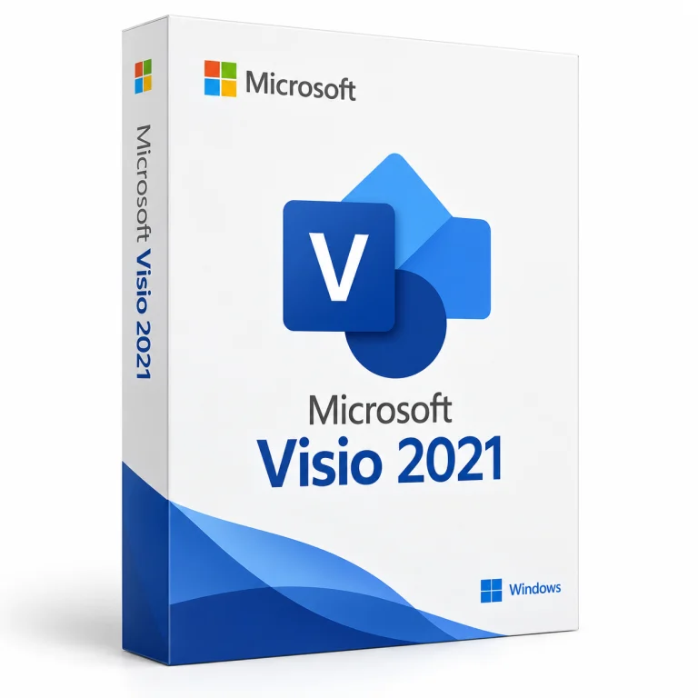 Microsoft Visio 2021 software box on white · Windows