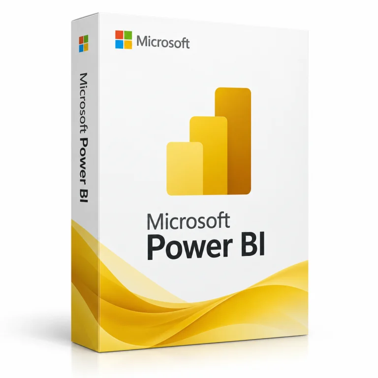 Microsoft Power BI software box on white