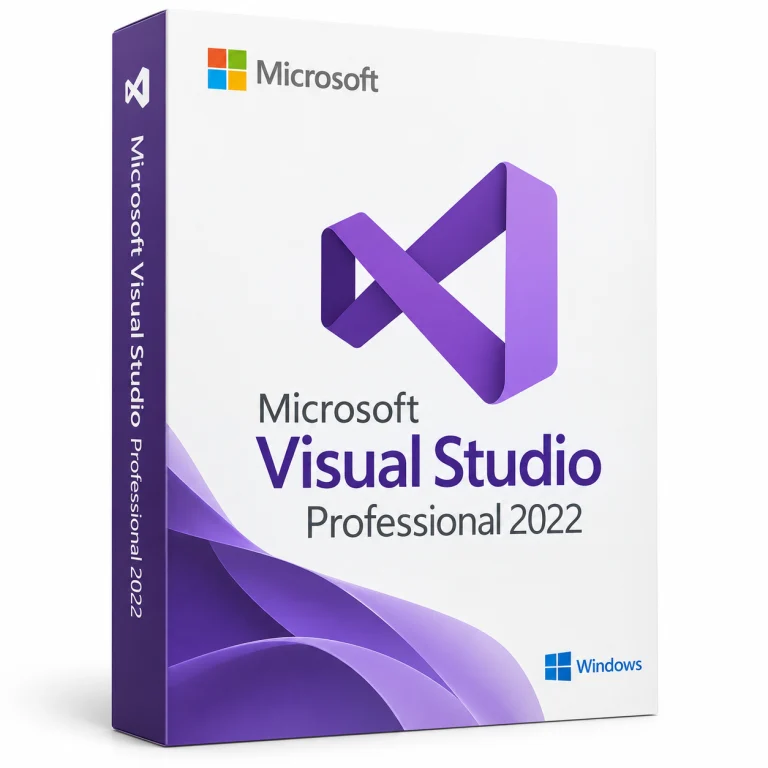 Microsoft Visual Studio Professional 2022 software box on white · Windows