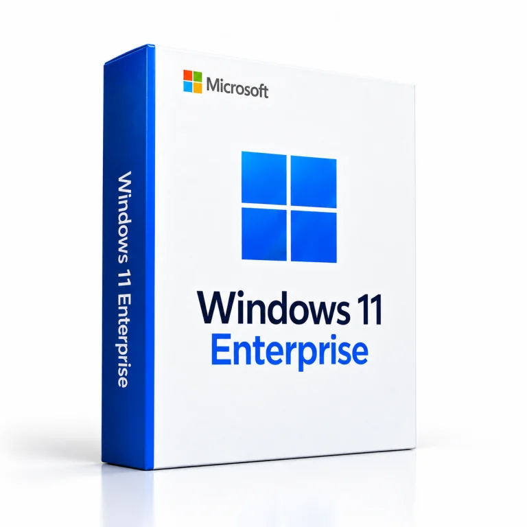 Windows 11 Enterprise software box on a white background