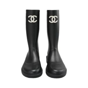 Pearl Detail Tall Boots – Black Women's Leather Boots with Contrast Shaft Detail — product image