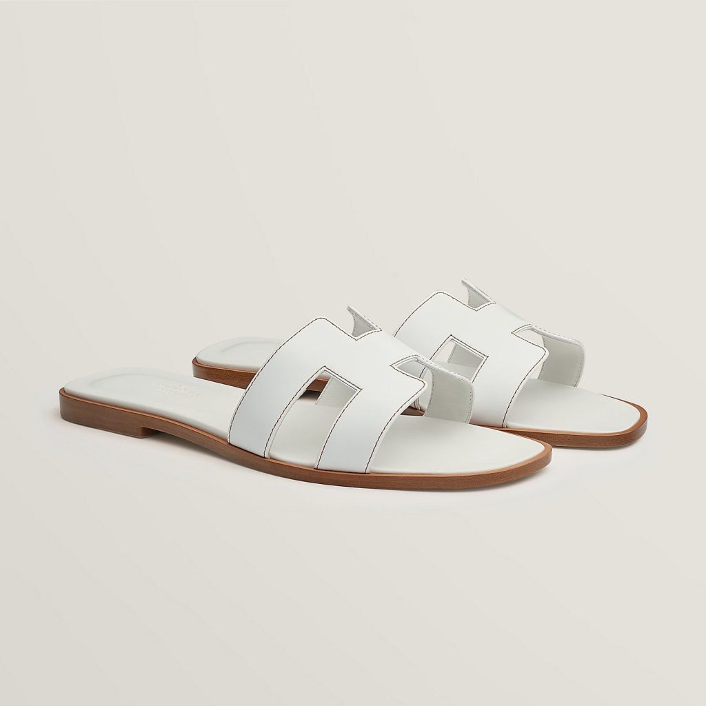 Chypre Sandals in white and tan