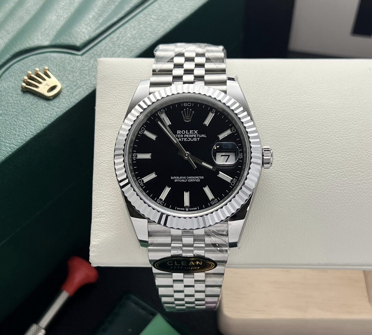 Datejust 41mm black dial Jubilee-style bracelet — product image
