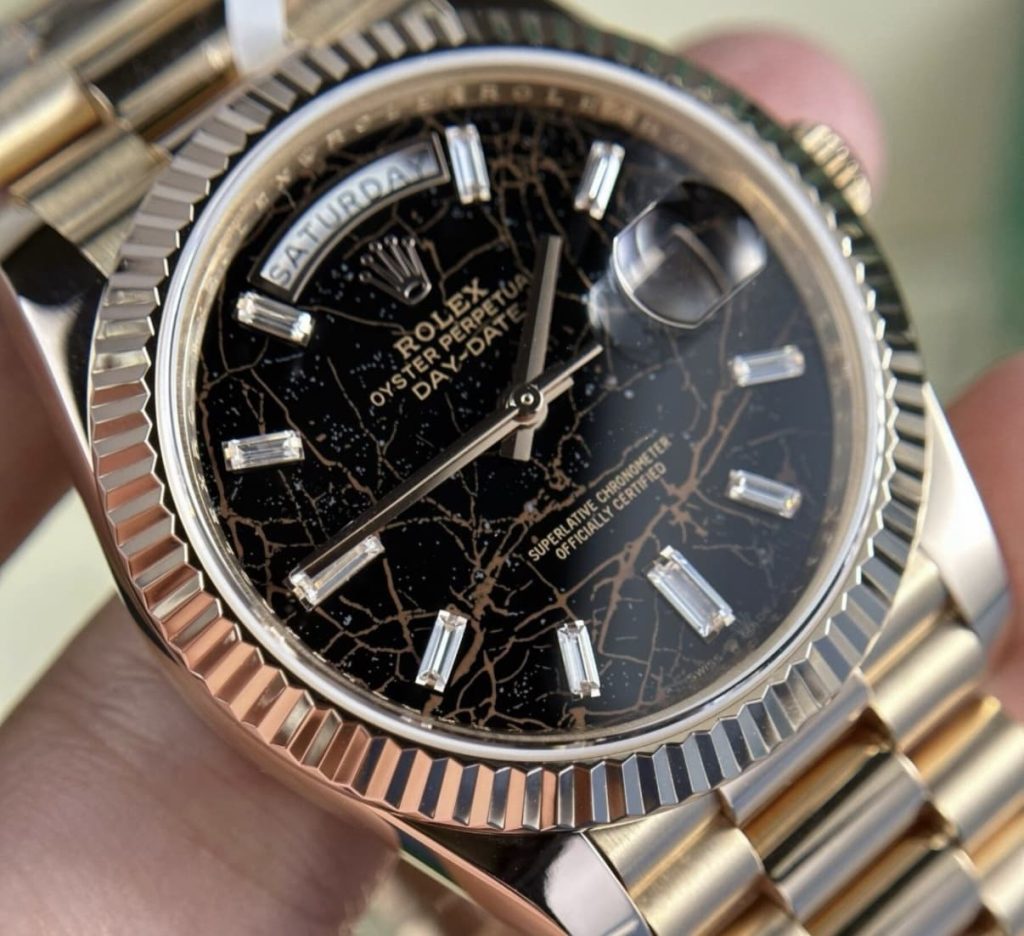 Day-Date 228235 RG Plated Eisenkiesel Dial CZ Diamonds 40mm