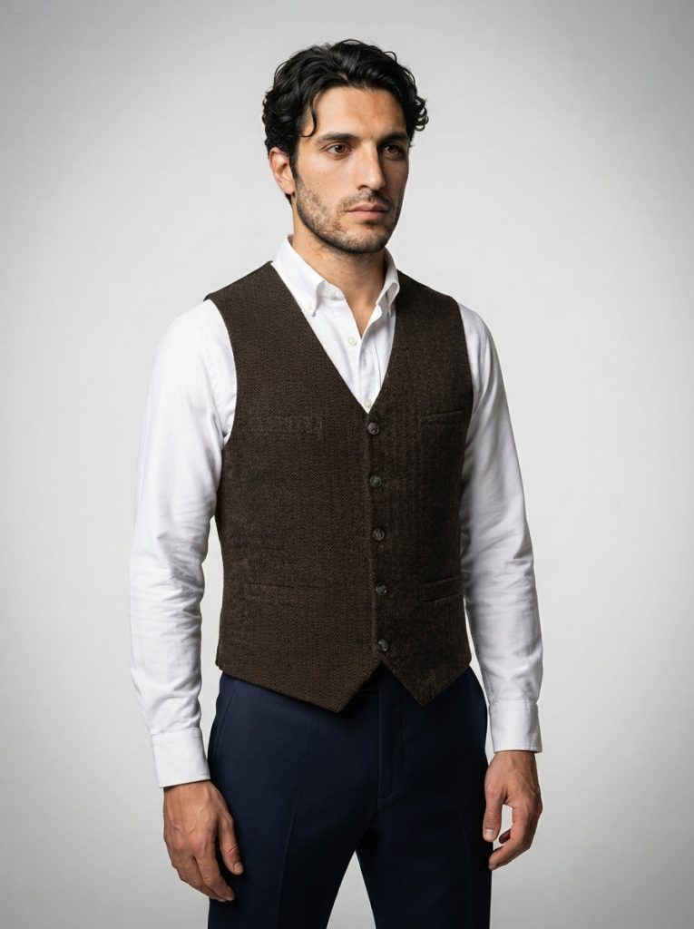 The Cavendish Tailored Vest in Brown