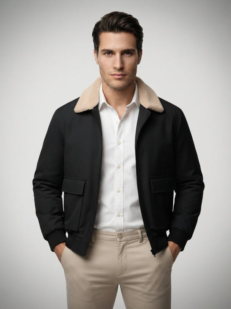 The Ravenglass Fleece Collar Jacket in Black