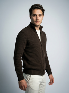 Mens Fall Ribbed Zip-Up Cardigan Sweater — product image