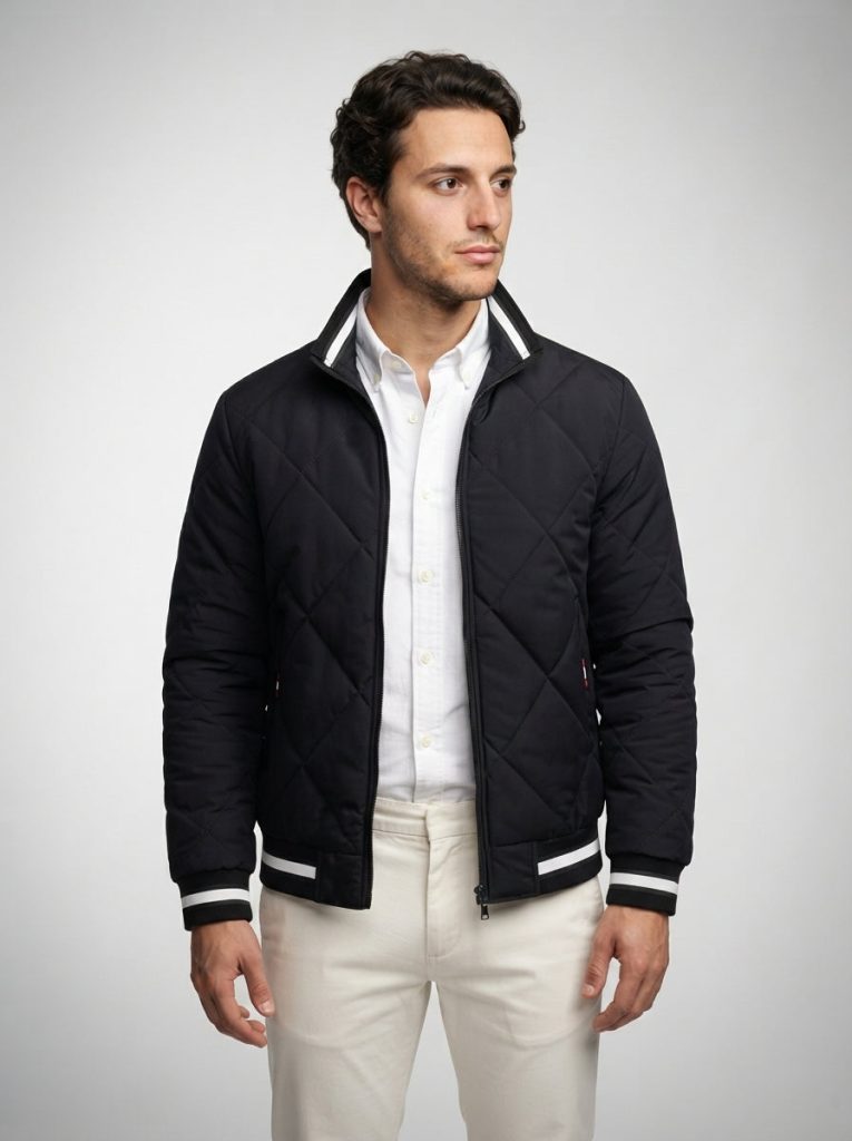 The Rothbury Striped Rib Quilt in Black