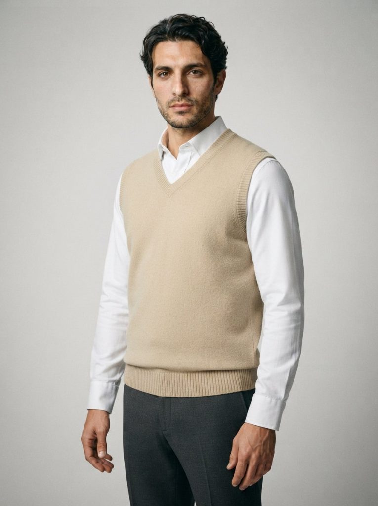 The Whitbourne Knit Vest in Beige