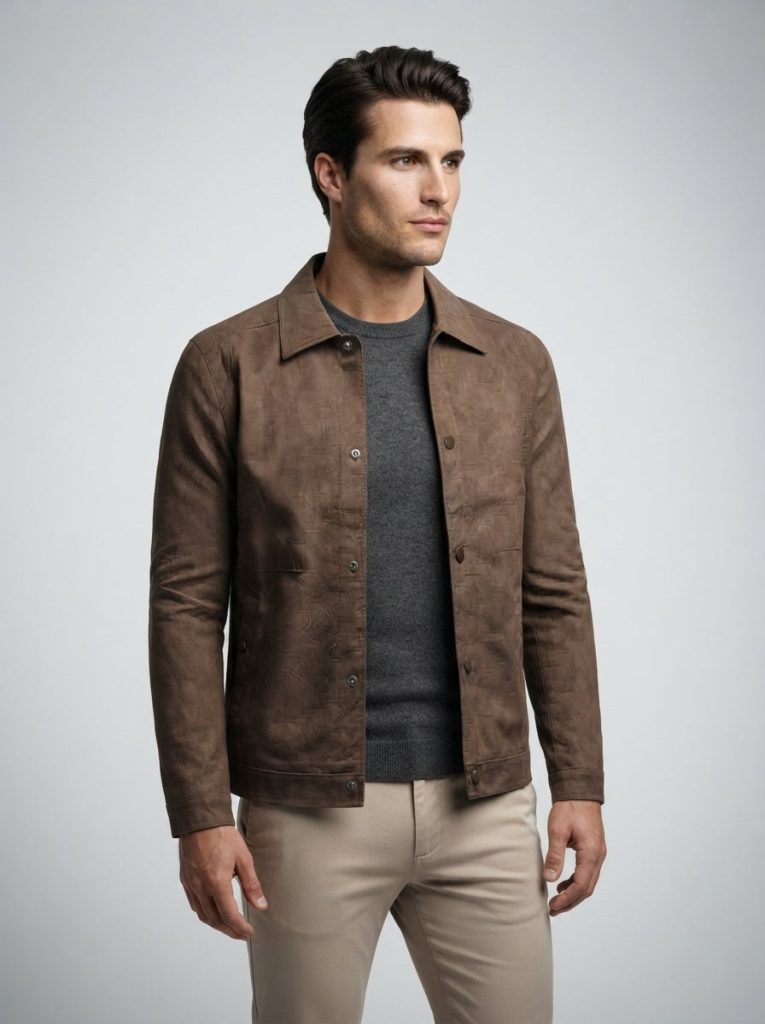 the-foxbridge-trucker-jacket in Brown